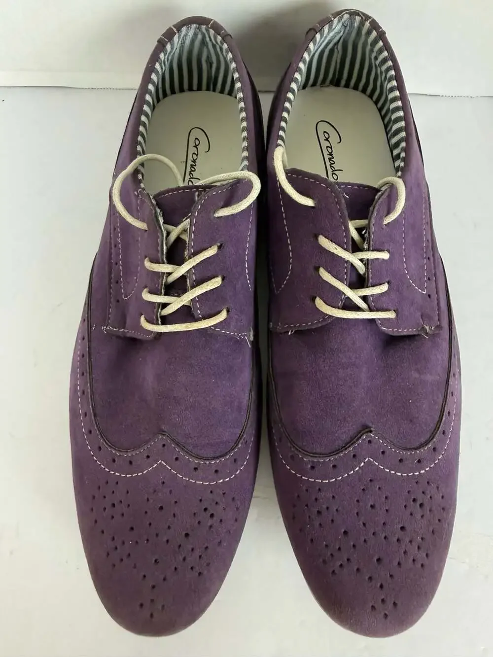 Coronado Purple Suede Wingtip Oxford Brogue Shoes